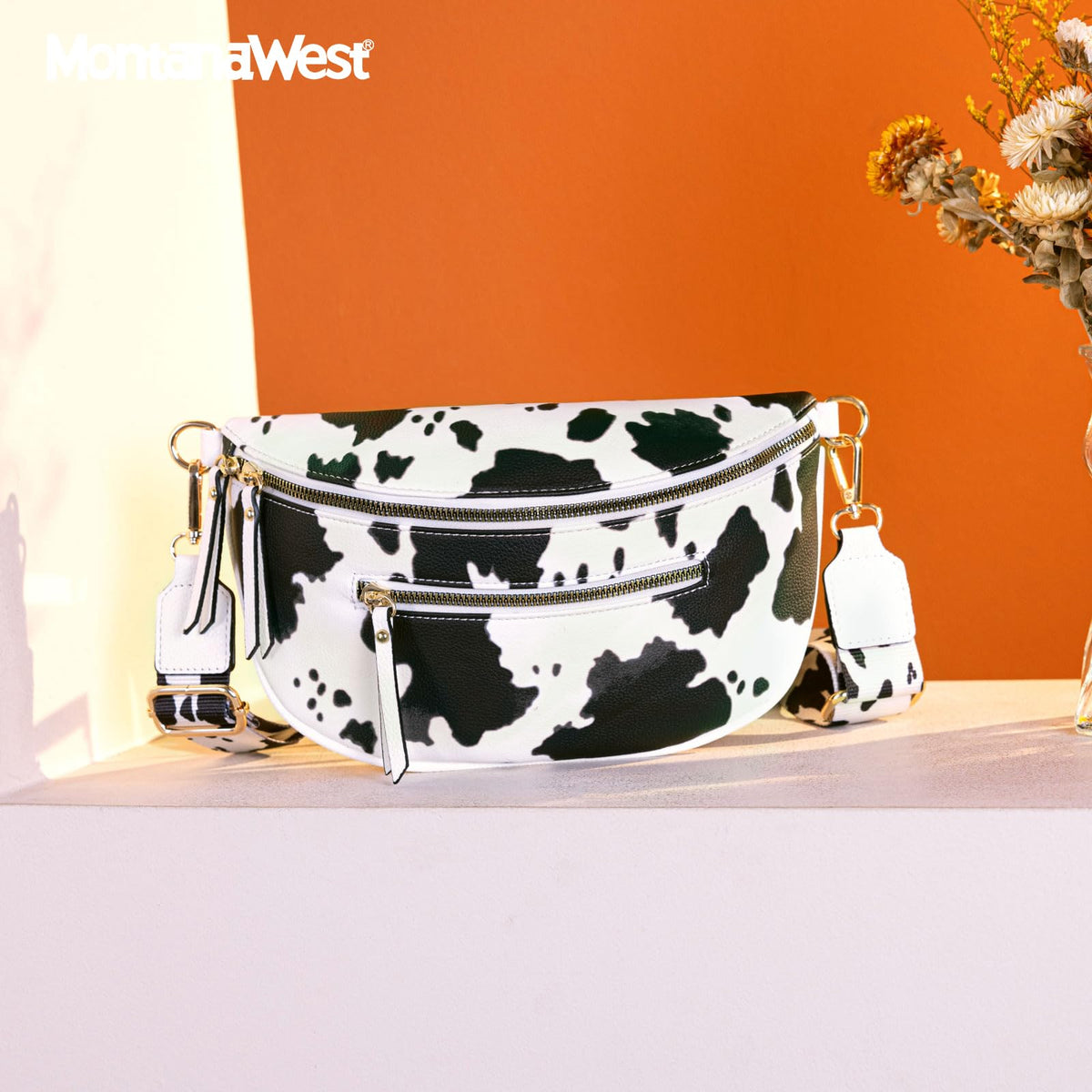 Wilder Lane Cow Print Sling Bag